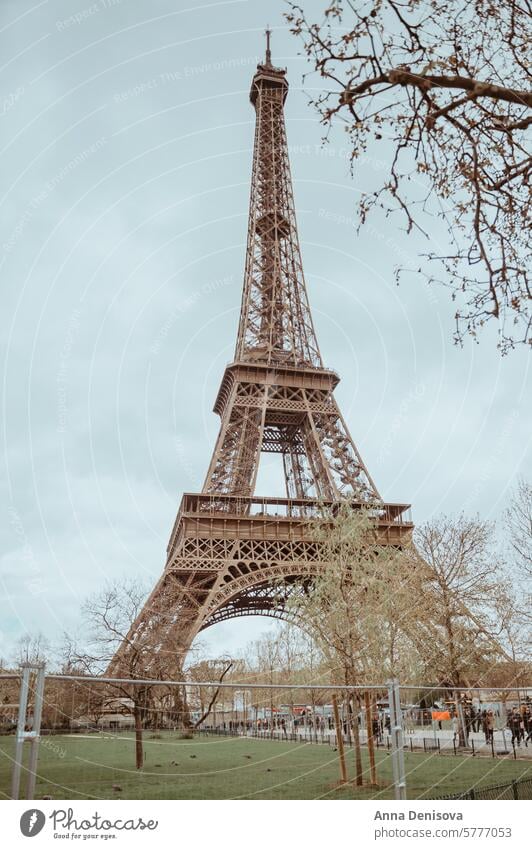 Paris, France, Eiffel tower during early spring paris france street french travel cityscape urban gloomy tourism landmark europe building famous historic old