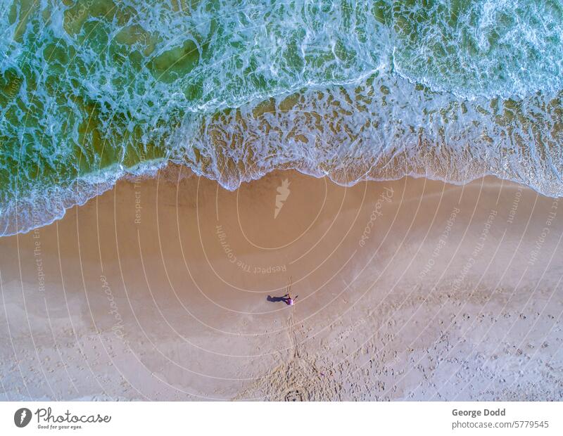 Aerial view of the Florida beach shoreline Beach Shore Aerial photograph aerial aerial view Drone drone view drone photo waterfront Waves Surf Tide Summer