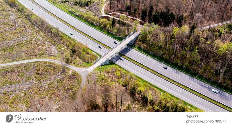 Freeway from above Highway car lorry highway from on high Transport Transportation Germany
