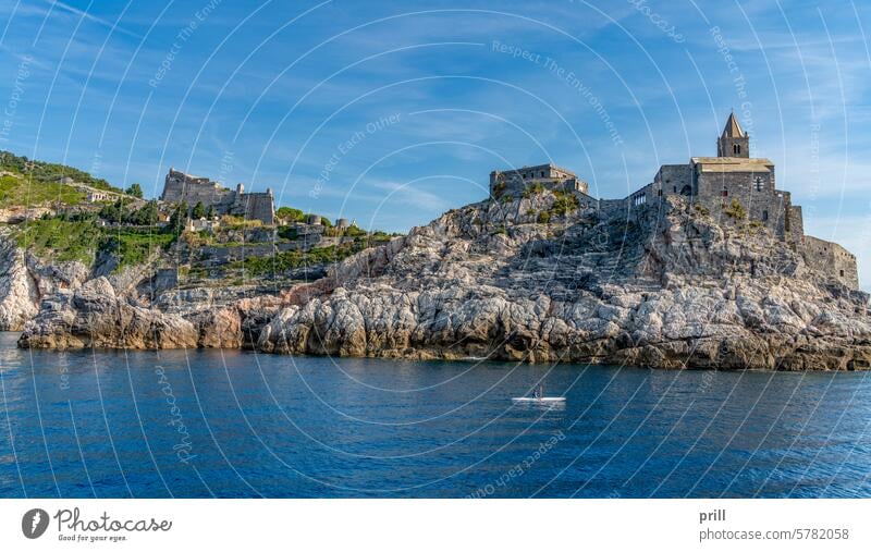 San Pietro and Doria Castle doria castle Porto Venere liguria italy coast rocky coast church riparian Cinque Terre National Park Ligurian Sea mediterranean sea