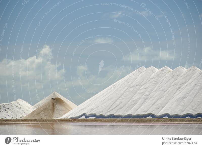 Saltworks in the Caribbean | white salt mountains against a blue sky sea salt White salt extraction Drying piled up Nutrition Food Cooking salt Blue sky