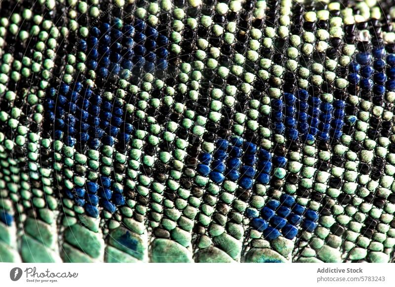 Close-up view of ocellated lizard skin texture scale macro close-up detail reptile pattern blue green vibrant color natural wildlife animal herpetology