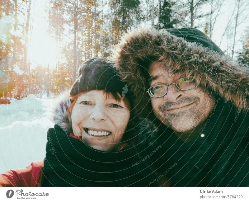 Lapland | Happy in the snow Back-light Sun Sunbeam Swede Europe Snow Winter Nature Exterior shot Cold Vacation & Travel Scandinavia Winter vacation Tourism