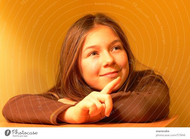 Show where you're looking Child Fingers Girl Gesture Woman Orange neogiric Eyes Indicate Looking Enthusiasm Laughter Human being Face