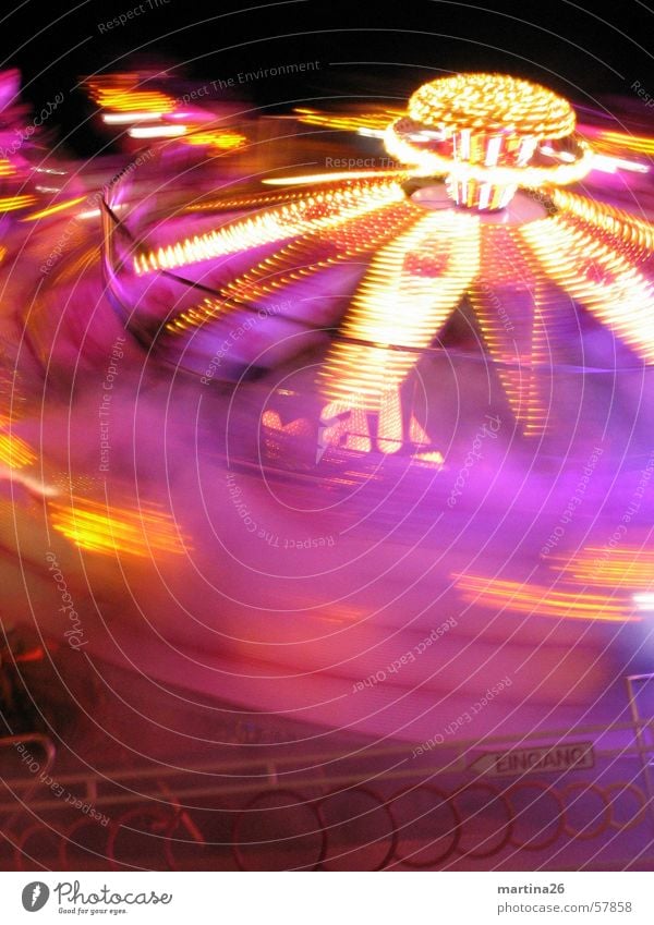 Please hurl again 2 Carousel Fairs & Carnivals Lifeless Speed Rotate Light Night Dark Multicoloured Pink Leisure and hobbies Theme-park rides Joy Fog