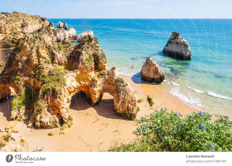 Praia dos Três Irmãos is one of the most beautiful beaches in the area of Portimão, Algarve, Portugal algarve alvor atlantic bay cliff coast coastline
