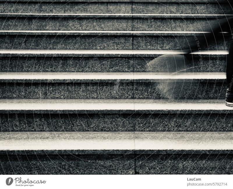 and bye ... departure Stairs stair treads stagger leave stand down Movement motion blur