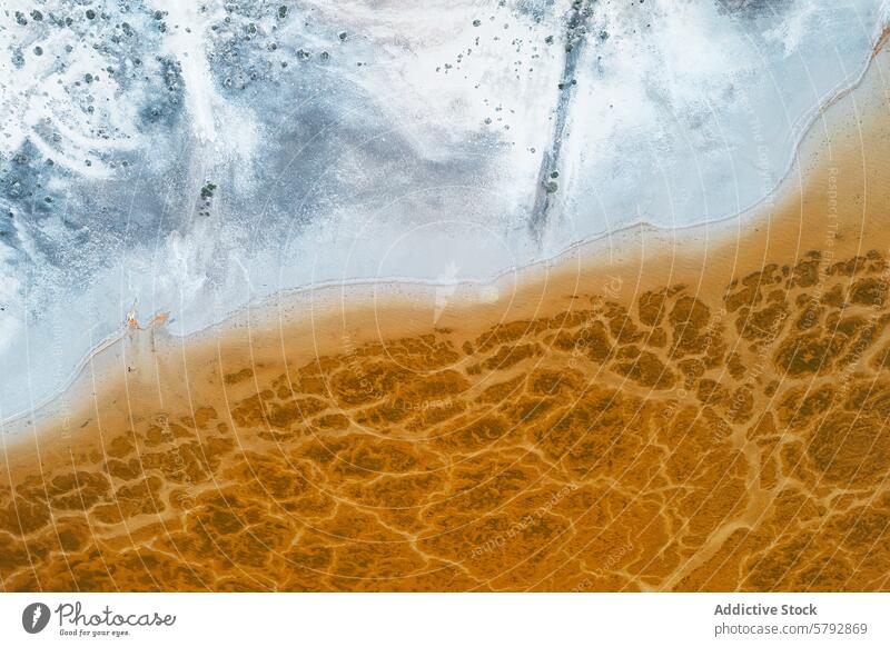 Aerial view of the Salt Lagoons in Toledo aerial salt lagoon toledo earthy tone pattern mesmerizing tapestry landscape abstract mineral sediment water