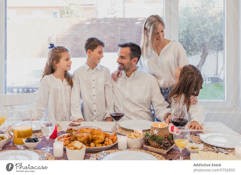 Joyful family enjoying a festive Christmas meal at home christmas dinner table feast happiness togetherness celebration smiling gathering holiday tradition