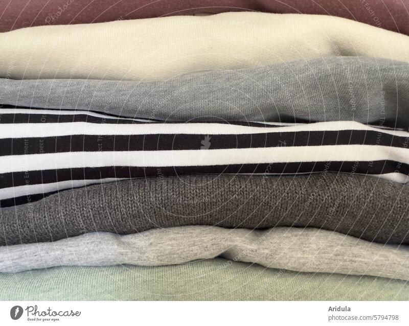 Sweater pile Tops garments Stack Closet Arrangement Fashion Clothing Shirt textile rope sweatshirt Stripe