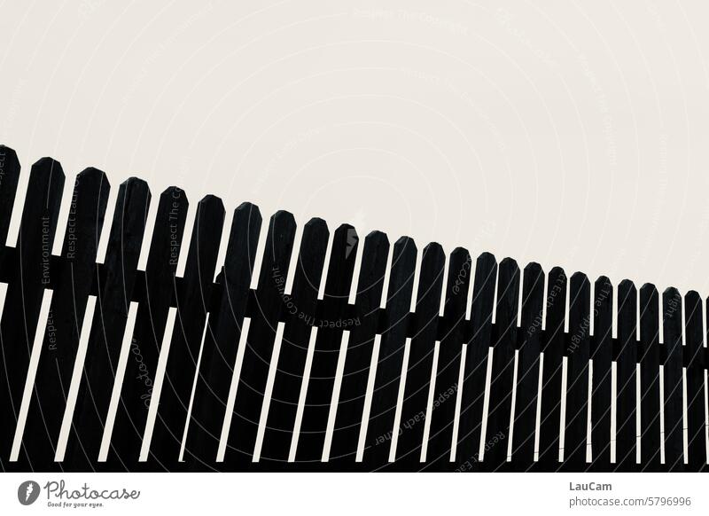 picket fence Fence lattice fence Wood Wooden fence Garden fence Border Boundary Barrier neighbourhood slats structures shape Silhouette black-and-white