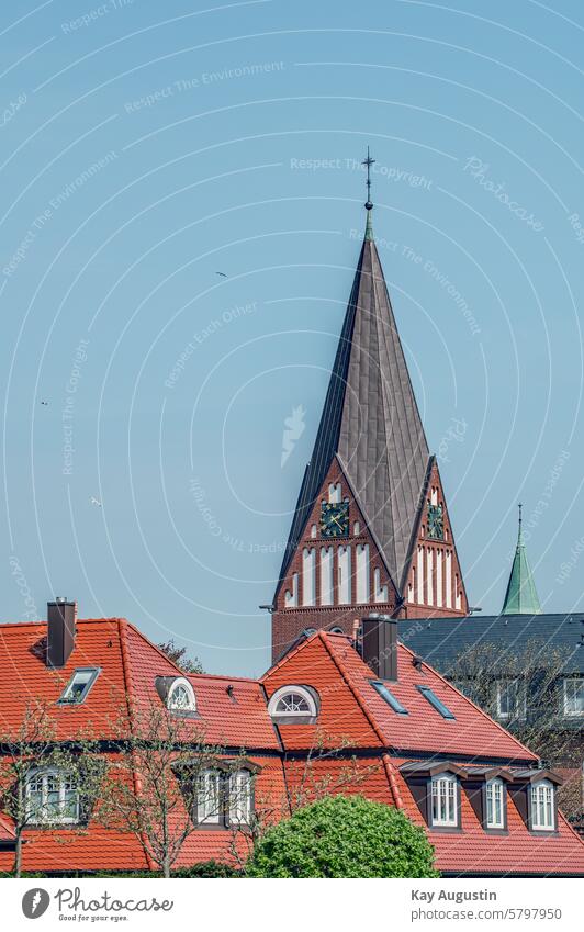 St. Nicolai Church Church spire St. Nicolai City Church Westerland Sylt Sylt island center Church clock Tower octagonal Copper-roofed tower Building