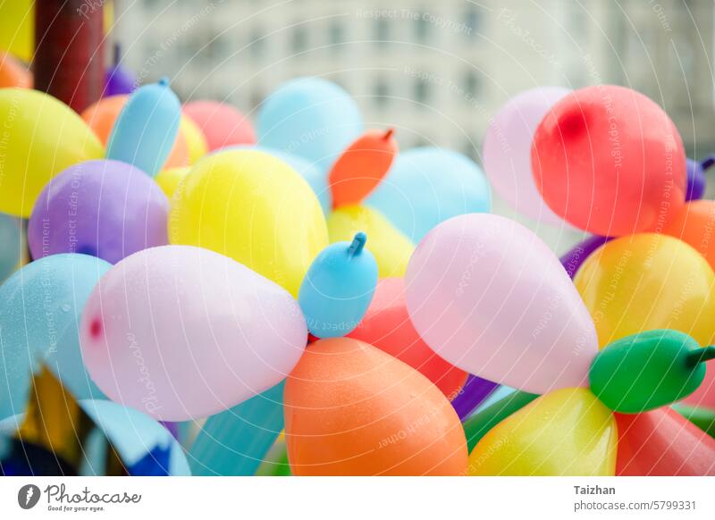 Bright abstract background of   multicolored balloons abundance anniversary birthday carefree carnival celebration close-up color image concepts cooperation