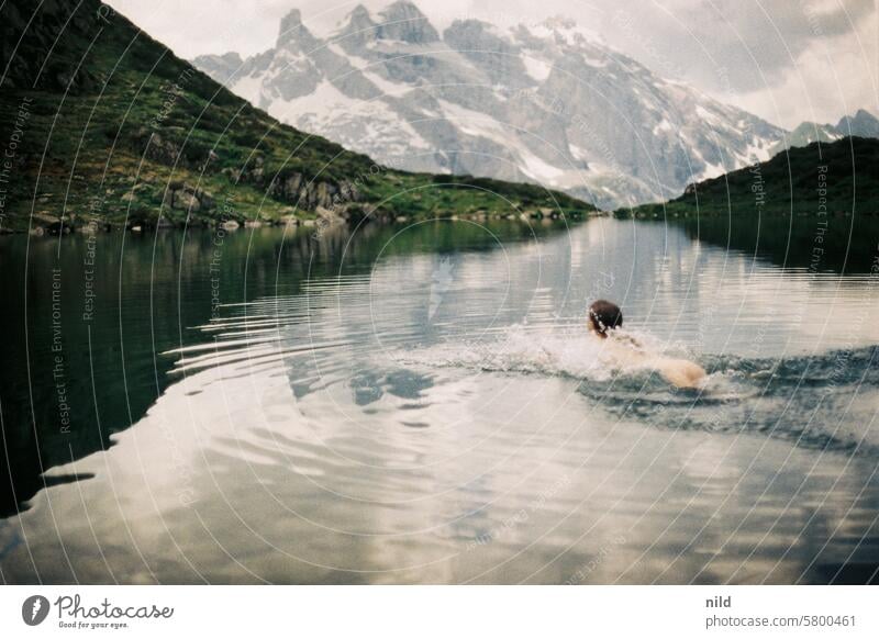 Teeth - and into the cooling Water Refreshment Mountain mountain lake Hiking Alps Vacation & Travel Colour photo Landscape Nature Lake Trip Exterior shot