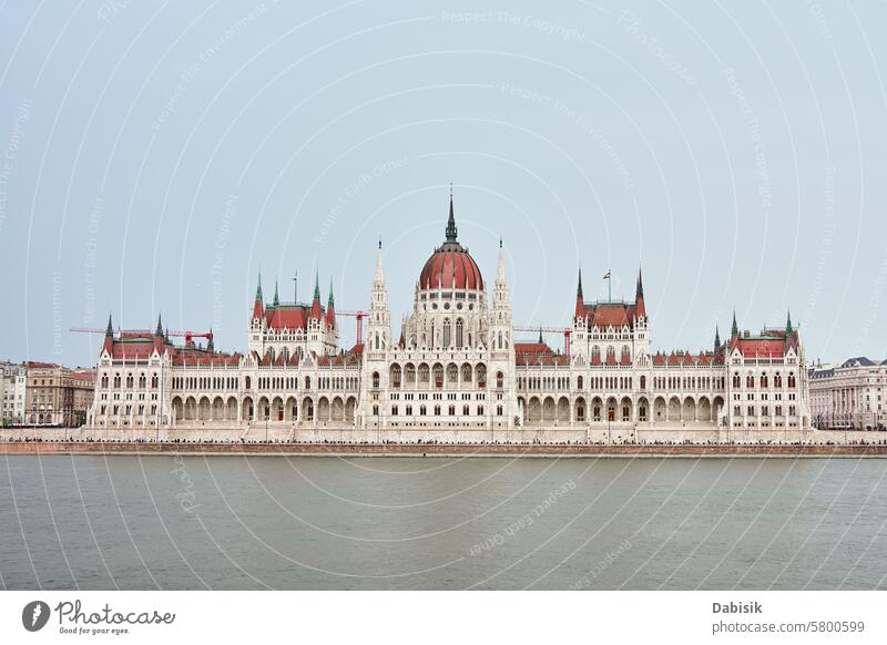 Budapest Parliament Along the Danube River. Famous landmark in Hungary architecture historical building cityscape travel government tourism famous landmark