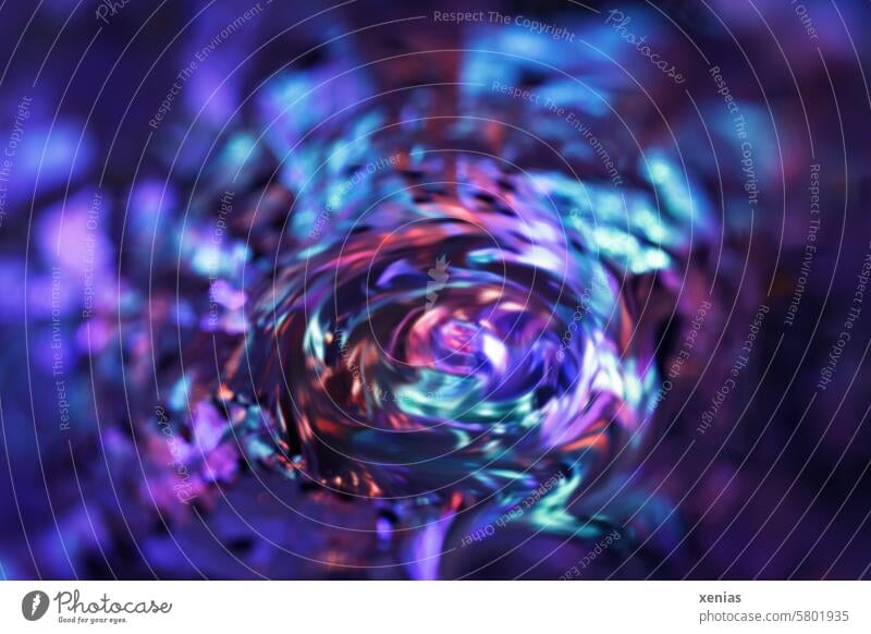 Sound painting - colorful light tunnel with suction in violet with turquoise variegated colourful colors Tunnel Light hazy Abstract Play of colours neon circles