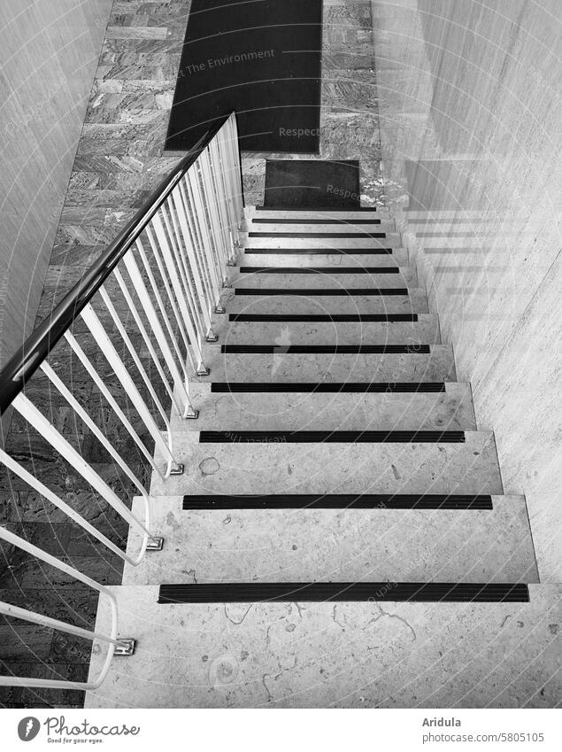 50s staircase | b/w Stairs Staircase (Hallway) stagger Stone Marble Banister Architecture rail House (Residential Structure) Building Structures and shapes