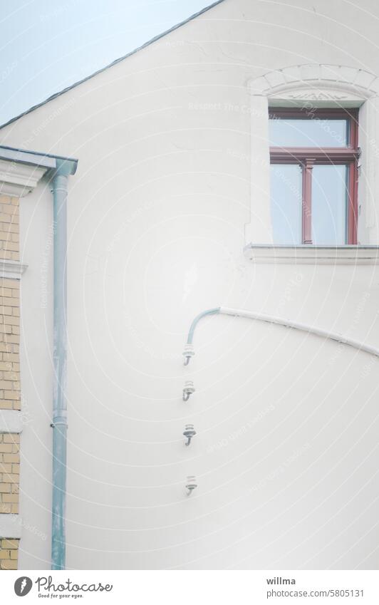 Recently, in the house gable rush house gables pediment house wall Old building Window Downpipe Building House (Residential Structure) insulator