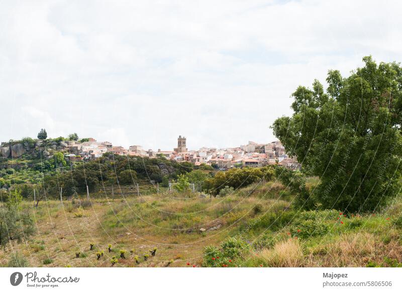 View of the Fermoselle from a distance. Zamora, Spain Cellar Village Town panoramic panorama Sunset Tower medieval History of the Antenna travel view