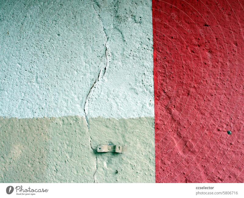 Three different colors on one wall form a graphic pattern variegated Colour photo Multicoloured Deserted Exterior shot Close-up Pattern Abstract