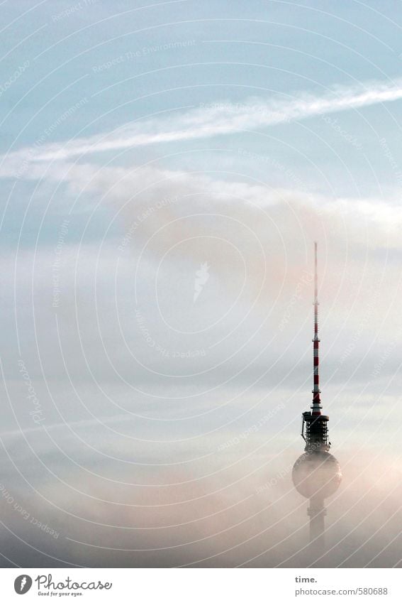 extractor hood Sky Clouds Beautiful weather Fog Berlin Berlin TV Tower Manmade structures Building Life Beginning Discover Mysterious Horizon Vacation & Travel