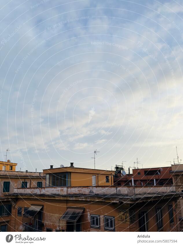Good morning Rome | Flat roofs with cloudy skies Town houses Italy Mediterranean Building Exterior shot House (Residential Structure) City Architecture Old Sky