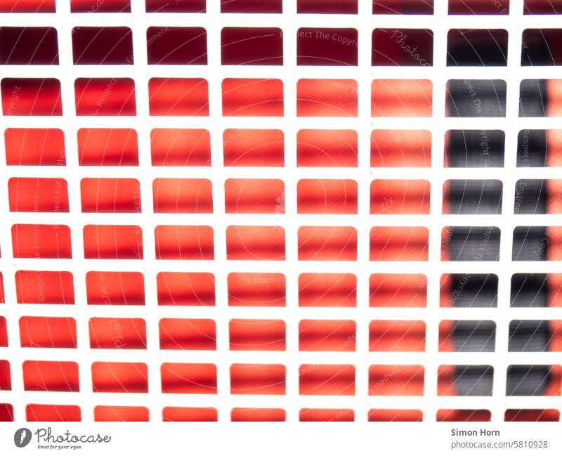 Brightly illuminated grid structure against a red background Grating Grid Arrangement Technical Structures and shapes Abstract Pattern lines Red luminescent