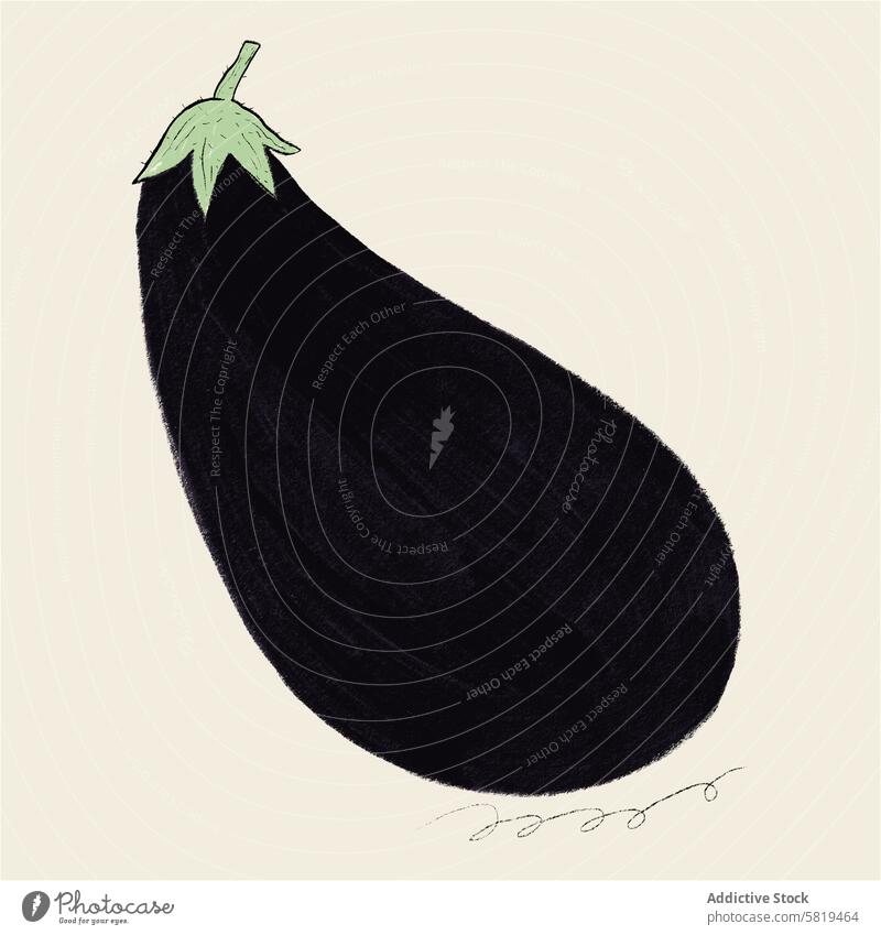 Illustration of a fresh eggplant illustration hand-drawn artwork ripe vegetable textured background aubergine sketch drawing food healthy organic vegan