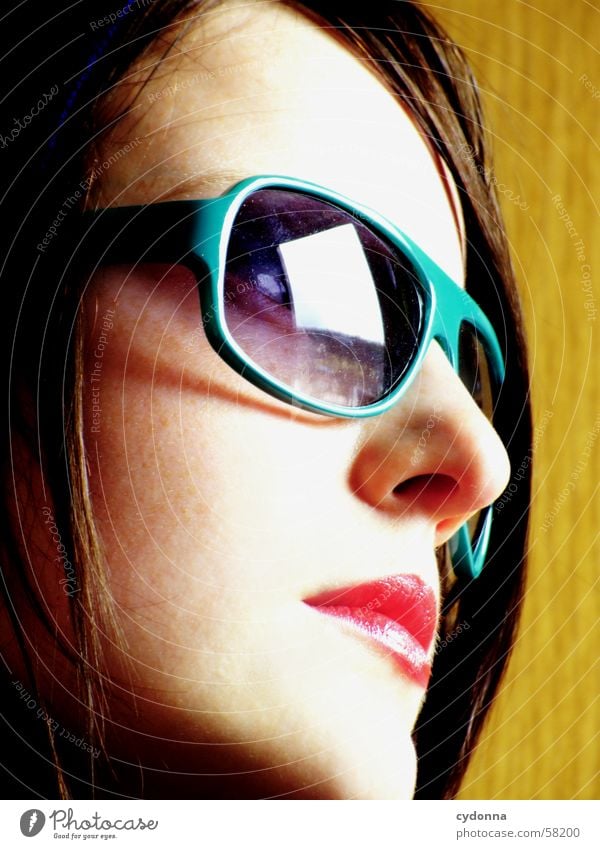 Sunglasses everywhere VI Lips Lipstick Light Style Row Woman Portrait photograph Skin Hooded (clothing) session Human being Face Looking Facial expression