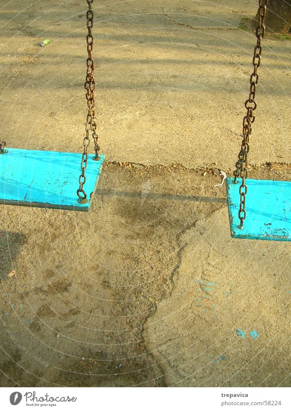 two Swing Concrete Playground Blue Chain