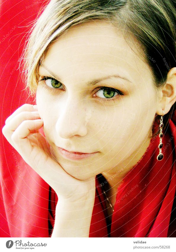 green eyes Young woman Portrait photograph Multicoloured Rag Eyes Face high contrasts