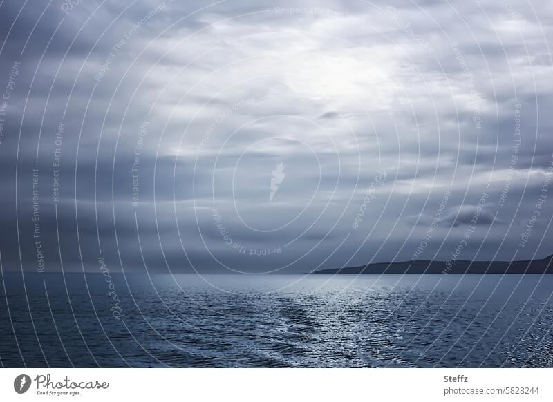 Cloudy sky over a Scottish loch Scotland Scottish Sea Gorgeous Dreamily grey sky cloudy sky atmospheric Calm tranquillity Gray dreaminess Clouds Moody Lake Sky