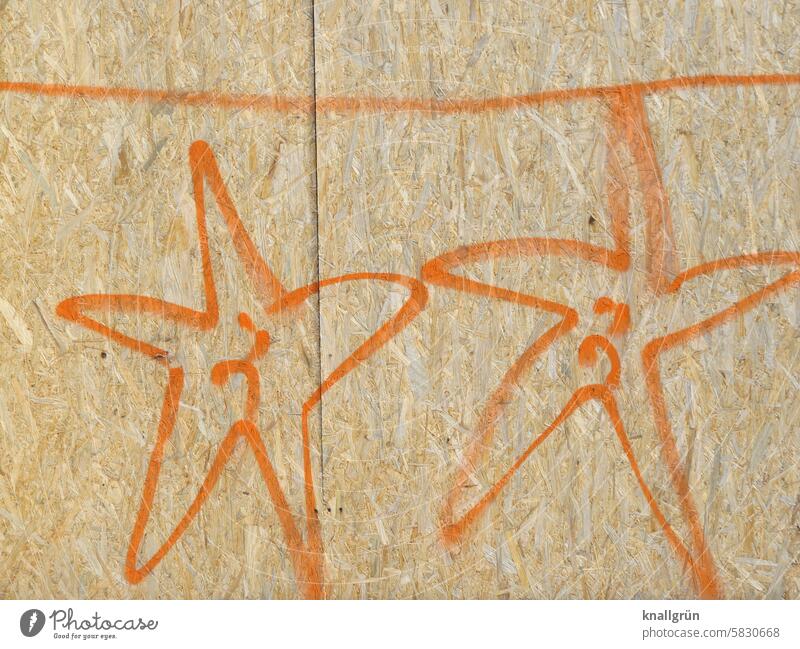 Bad mood Graffiti Stars Wall (building) Wood Wooden wall Colour photo Deserted Exterior shot Day Structures and shapes five pronged 2 two bad mood grumpy Whim