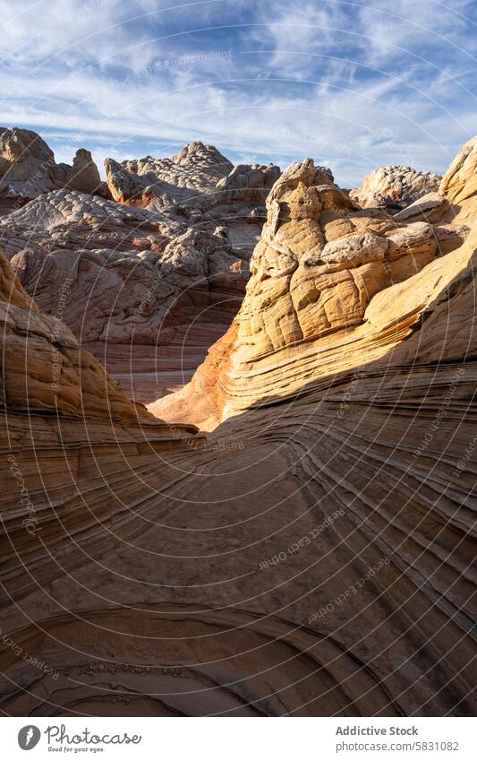Majestic sandstone formations in the Arizona desert arizona landscape layered pattern blue sky natural beauty majestic geological rock erosion sedimentary