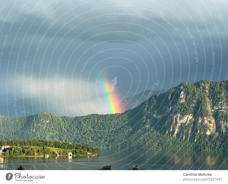 Part of a rainbow over Lake Lucerne Rainbow Nature Sky Clouds Weather Light Landscape Exterior shot Colour photo Environment Deserted Sunlight