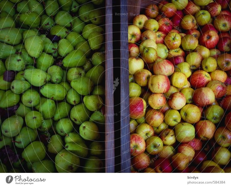 Boxes of pears and apples side by side. Bird's eye view, fruit Fruit crates Box of fruit Food Apple Pear Side by side vegan Nutrition Fragrance Esthetic Fresh