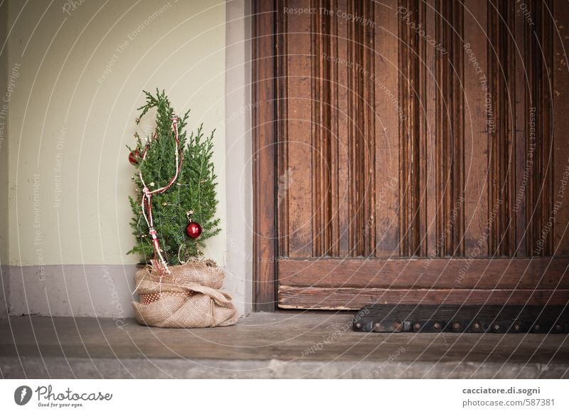 Merry Christmas Christmas & Advent Tree Door Entrance Christmas tree Doormat Simple Friendliness Small Brown Green Anticipation Safety (feeling of) Caution Calm
