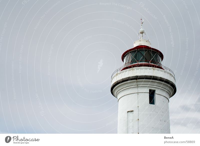lighthouse Lighthouse Lake Ocean Safety Navigation Watercraft Transport Road safety High sea Coast Calm Loneliness Gray White Red Dangerous Europe light-house