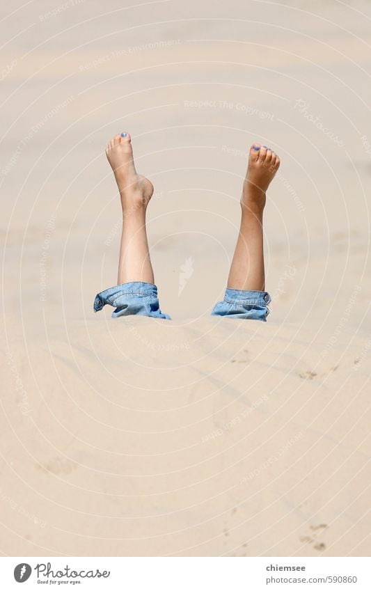 Head over heels in the sand Child Girl Youth (Young adults) Life Legs Feet 8 - 13 years Infancy Environment Nature Sand Summer Beautiful weather Beach Dune