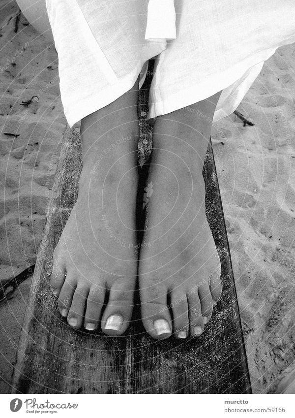 Feet on the beach Beach Summer Woman Wood Sylt Sand Sit Bench North Sea