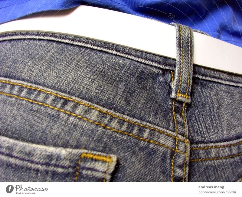 jeans Pants Belt Strait White Stitching Jeans trousers