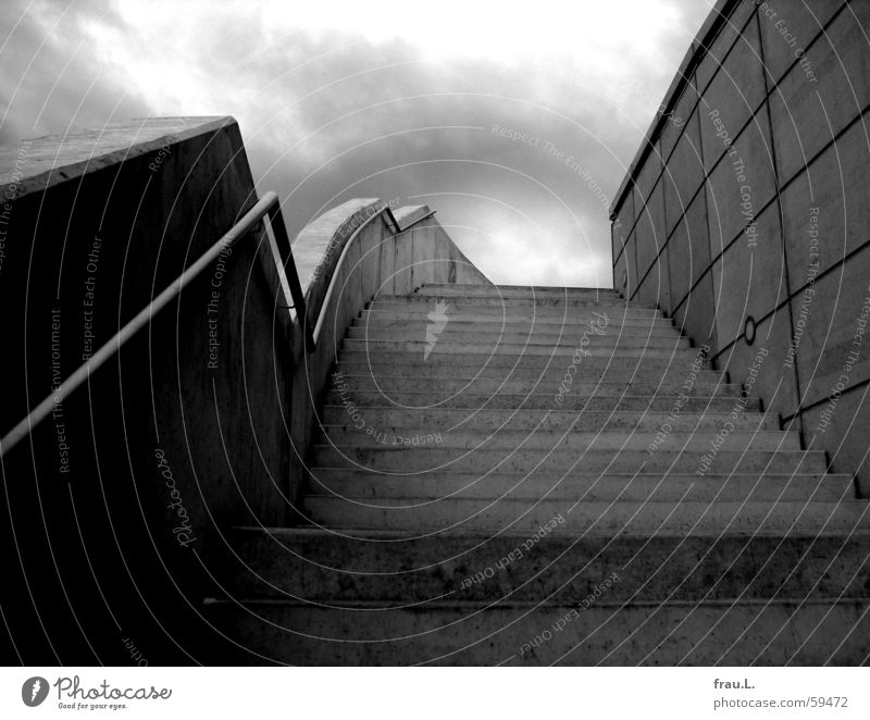 staircase Wall (barrier) Dark Gray Loneliness Concrete Rain Eerie Architecture Modern Sky Stairs Handrail Elbe
