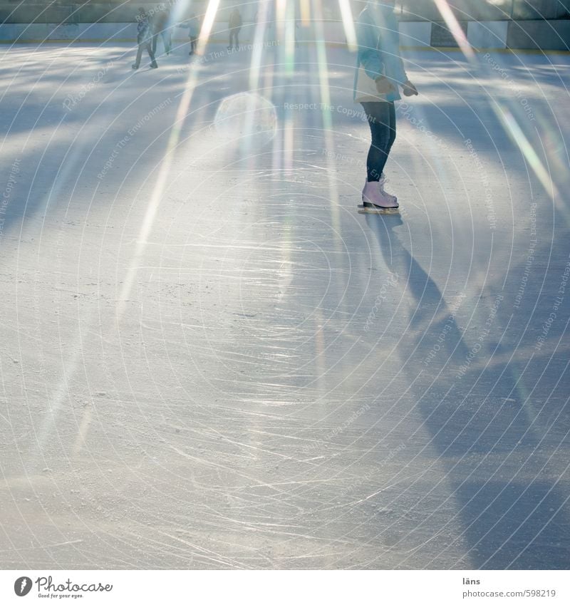 ice skating Sports Human being Life Winter Beautiful weather Ice Frost Line Movement Glittering Walking Joie de vivre (Vitality) Love Contentment Cold Ease