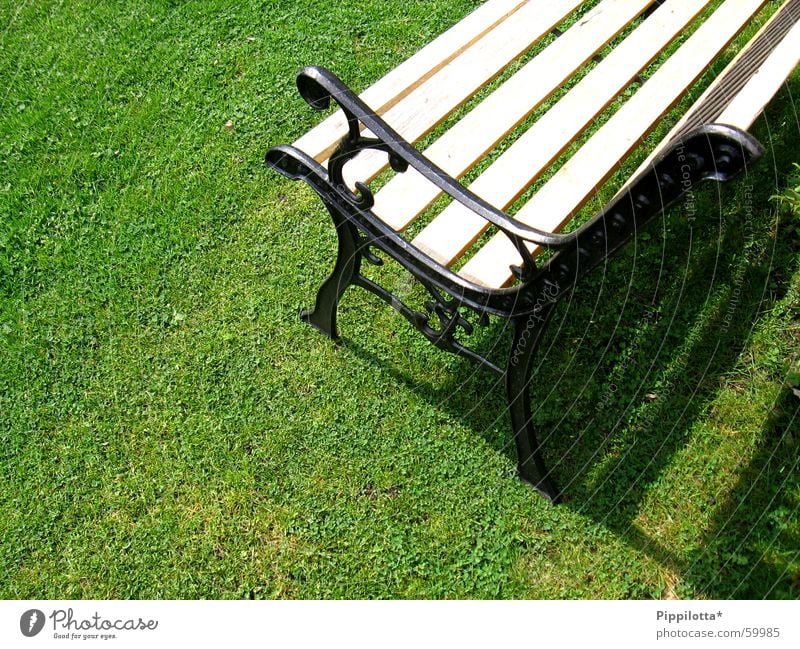 bank in the green Grass Green Physics Summer Style Bench Lawn Sun Sit Warmth Garden Shadow Relaxation