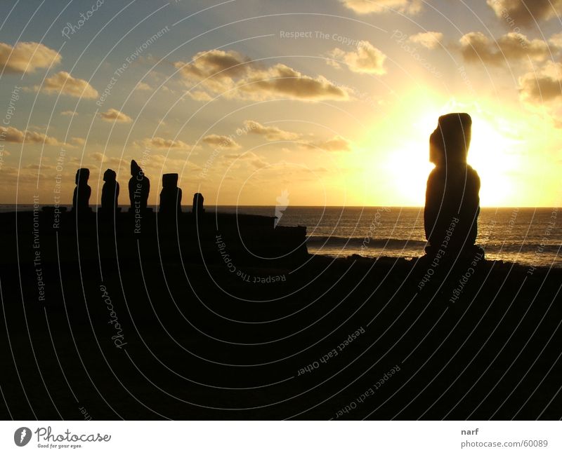 Sunset in easter island, chile Chile moai