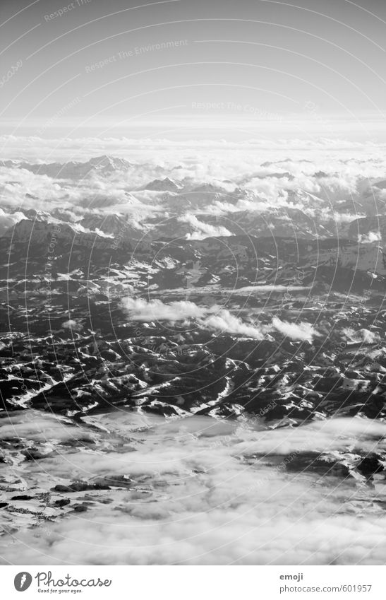 from black to grey Environment Nature Landscape Sky Alps Mountain Exceptional Natural Picturesque Black & white photo Exterior shot Aerial photograph Abstract