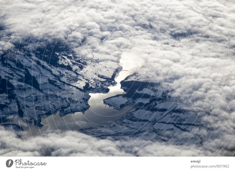 lake Environment Nature Landscape Clouds Winter Snow Lake Blue White Colour photo Exterior shot Aerial photograph Deserted Day