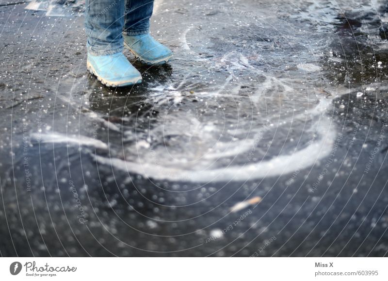 crack Playing Child Boy (child) 1 Human being Water Winter Bad weather Ice Frost Pond Rubber boots Broken Emotions Moody Fear Dangerous Threat Puddle Frozen
