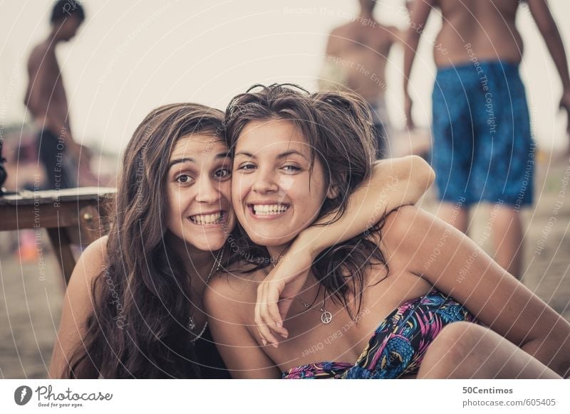 Friends for life - girlfriends on the beach Beautiful Swimming & Bathing Vacation & Travel Far-off places Freedom Summer Summer vacation Beach bar Human being