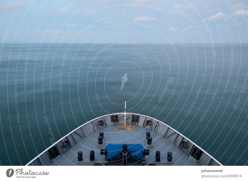 Infinite width Logistics Landscape Water Beautiful weather Ocean Navigation Passenger ship Driving Vacation & Travel Infinity Blue Gray Wanderlust Loneliness